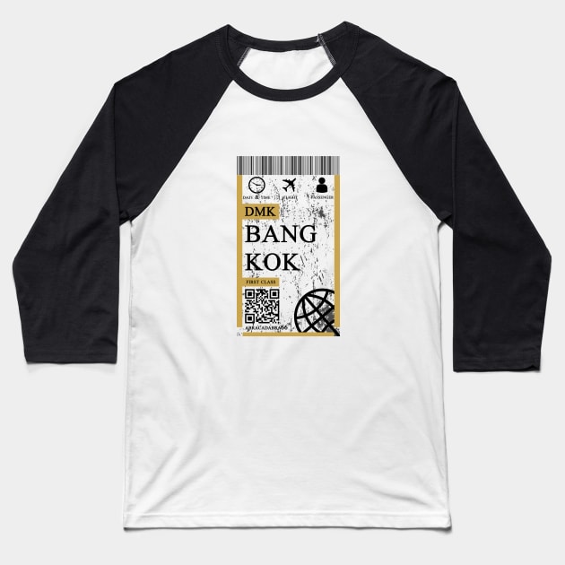 Bangkok flight ticket boarding pass abstract Baseball T-Shirt by 